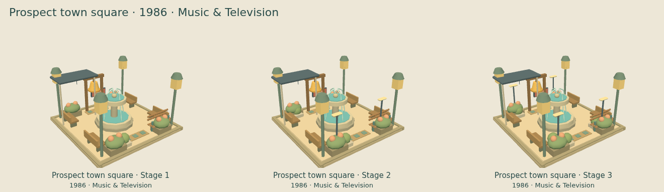 Prospect town square — Music & Television upgrade comparison