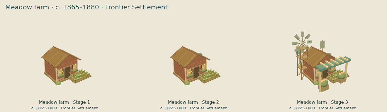 Meadow farm — Frontier Settlement upgrade comparison