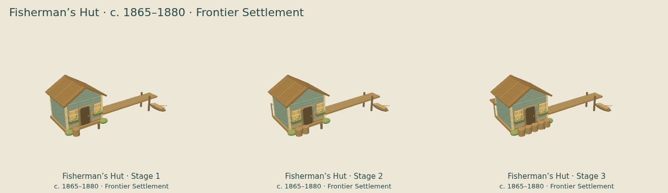 Fisherman’s Hut — Frontier Settlement upgrade comparison