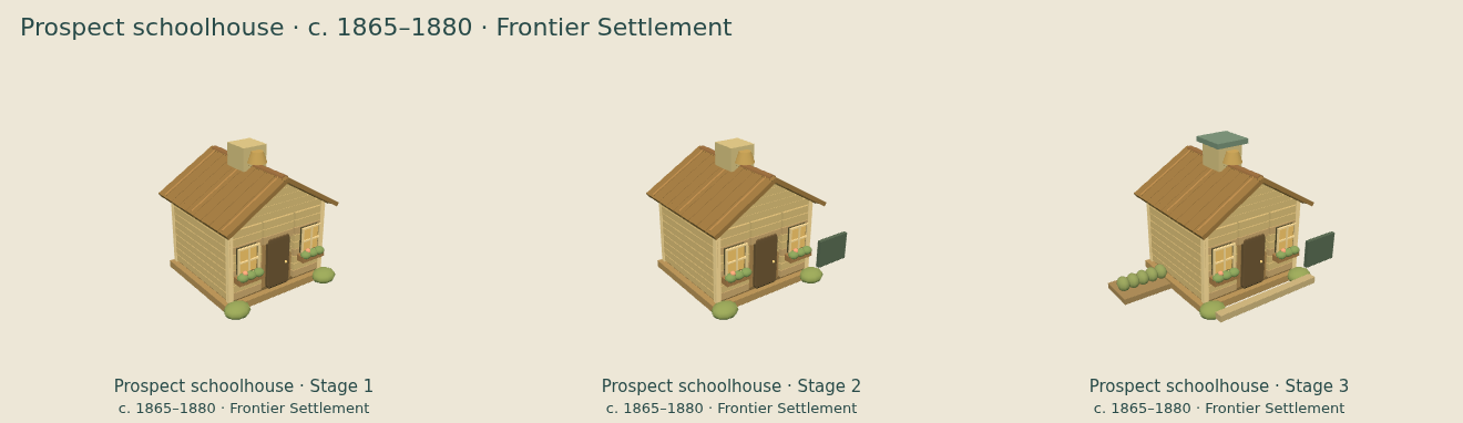 Prospect schoolhouse — Frontier Settlement upgrade comparison