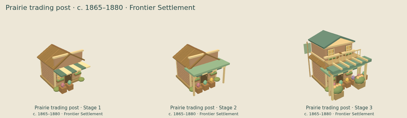Prairie trading post — Frontier Settlement upgrade comparison