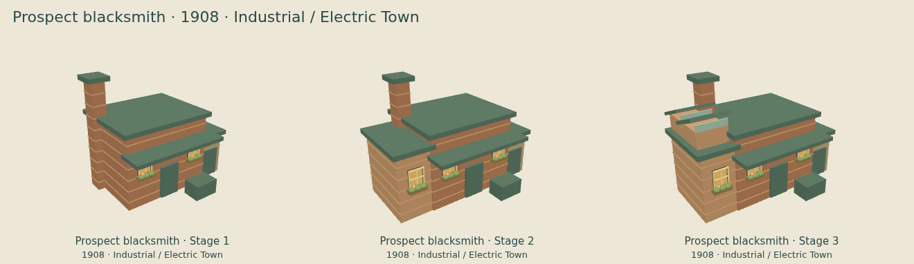 Prospect blacksmith — Industrial / Electric Town upgrade comparison