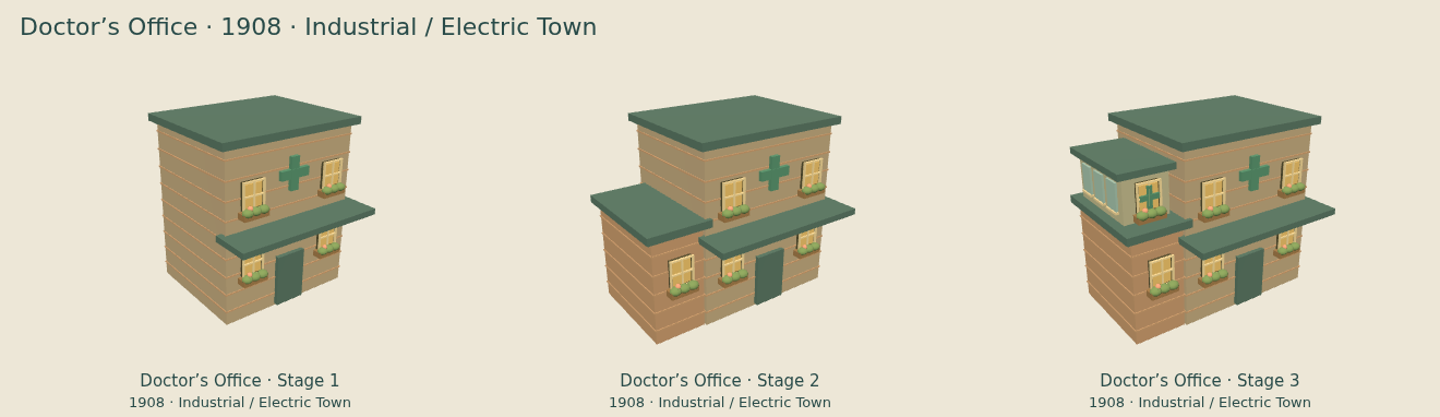 Doctor’s Office — Industrial / Electric Town upgrade comparison