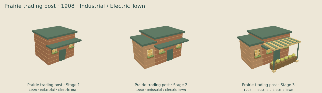 Prairie trading post — Industrial / Electric Town upgrade comparison