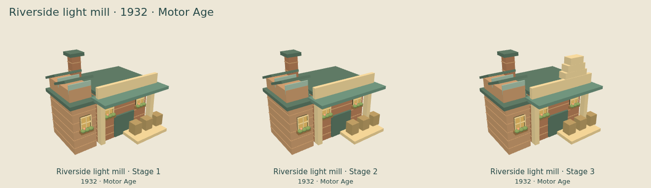 Riverside light mill — Motor Age upgrade comparison