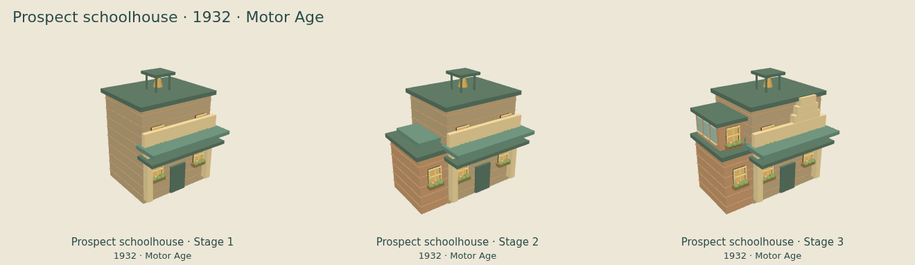 Prospect schoolhouse — Motor Age upgrade comparison