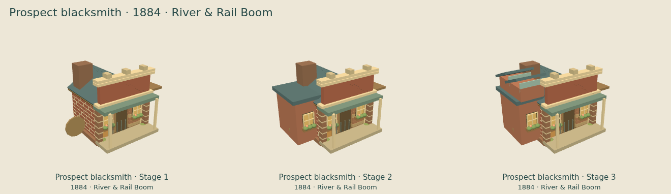 Prospect blacksmith — River & Rail Boom upgrade comparison