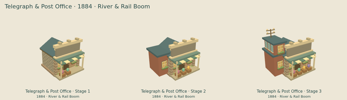 Telegraph & Post Office — River & Rail Boom upgrade comparison