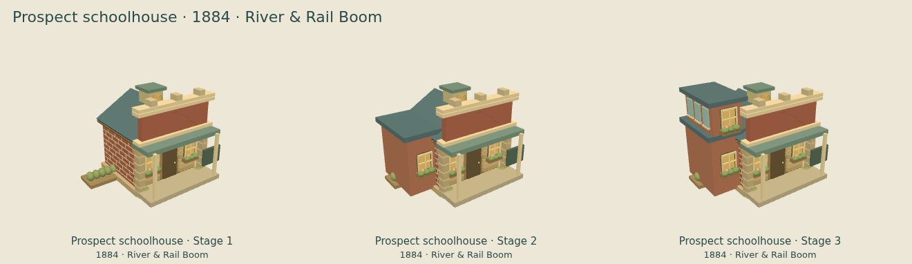Prospect schoolhouse — River & Rail Boom upgrade comparison
