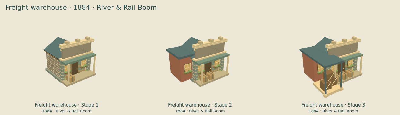 Freight warehouse — River & Rail Boom upgrade comparison