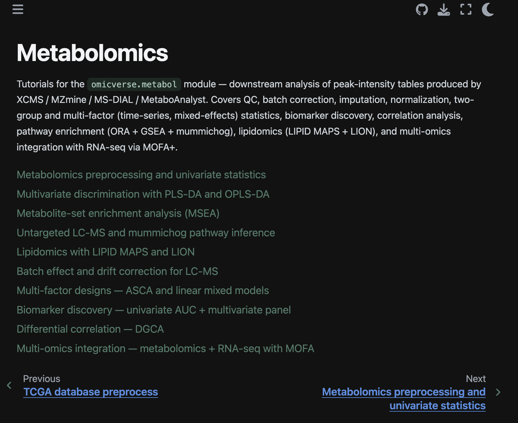 Metabolomics module