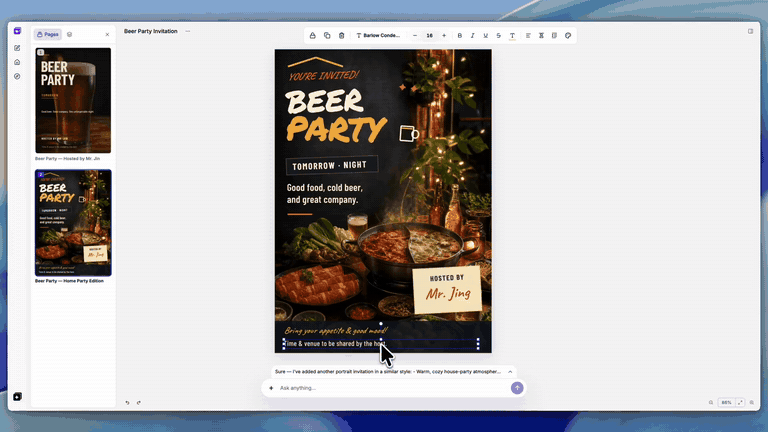 StarryKit creating an editable event poster