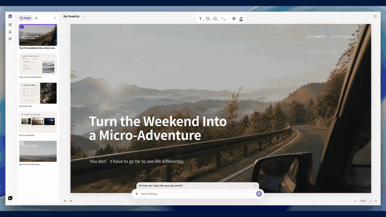 StarryKit creating and editing a road-trip presentation