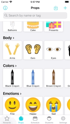 Props Categories View