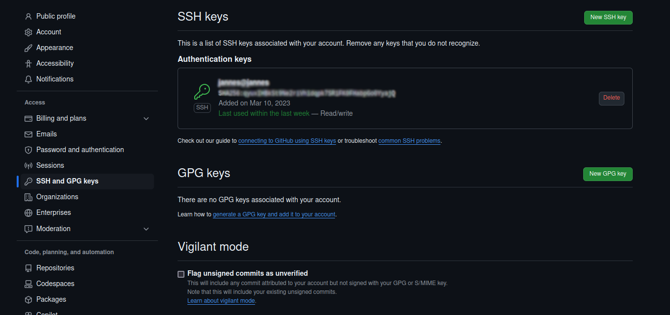 ssh and gpg keys