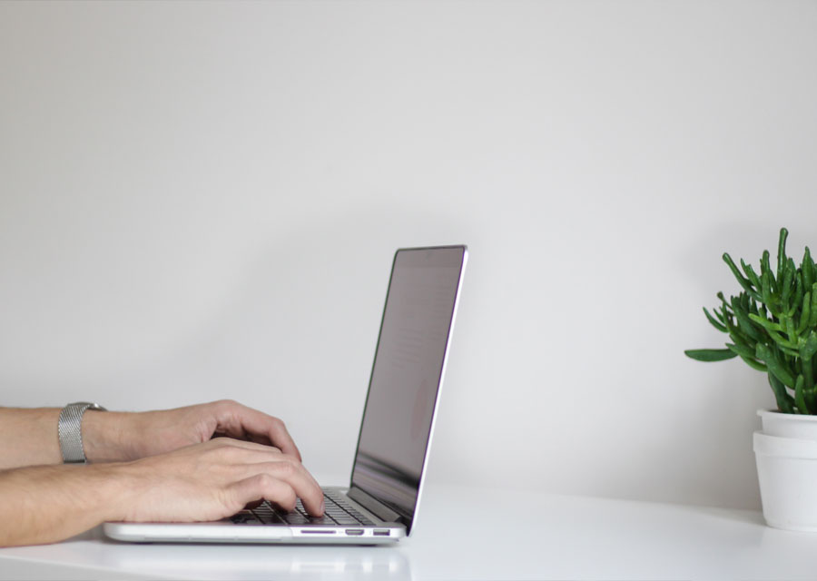 Working on a website at a laptop
