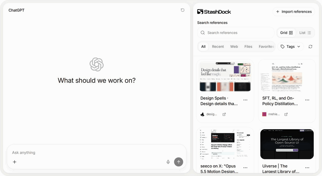 Select references and add them to your AI conversation