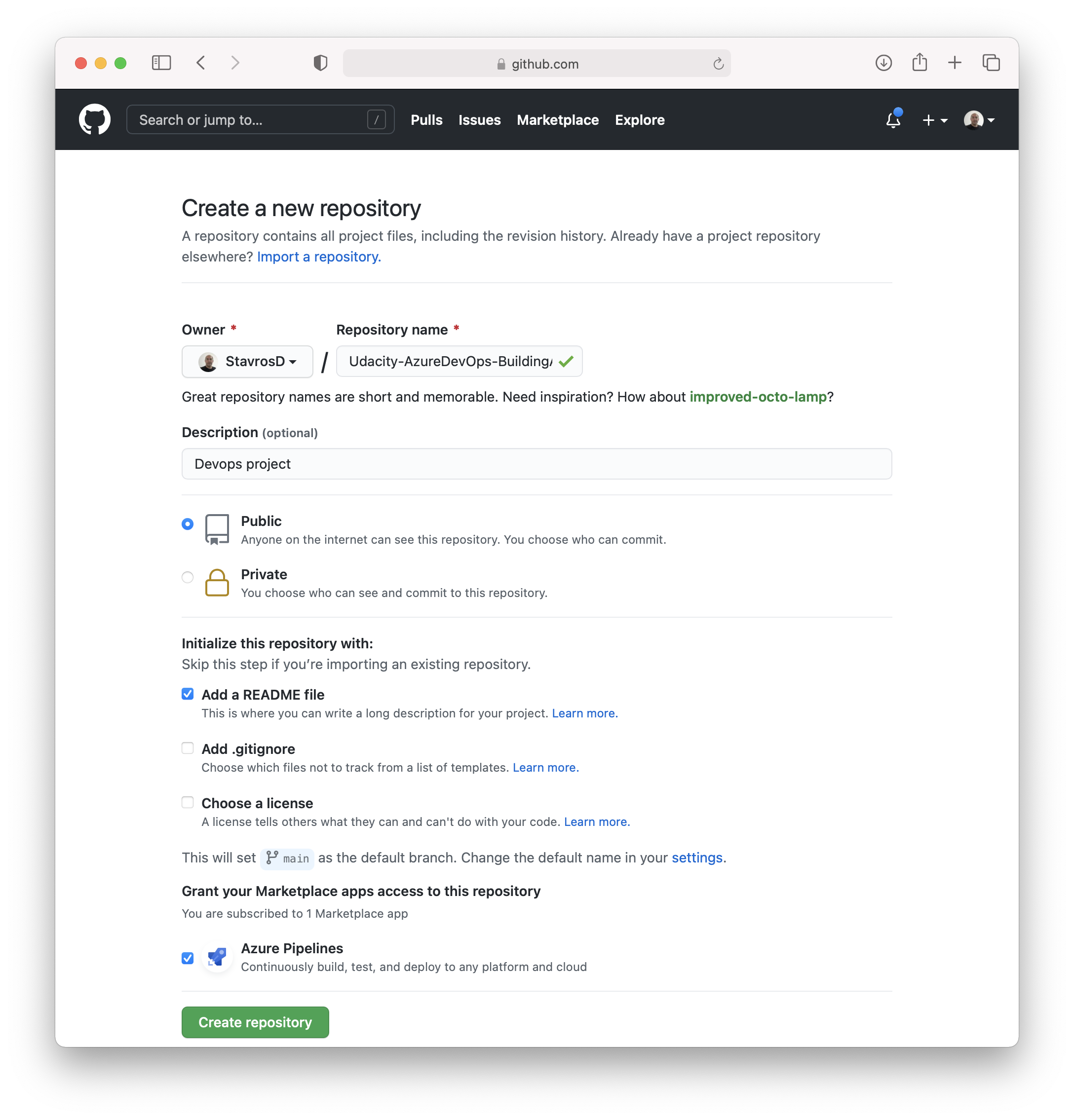 Create new github repository