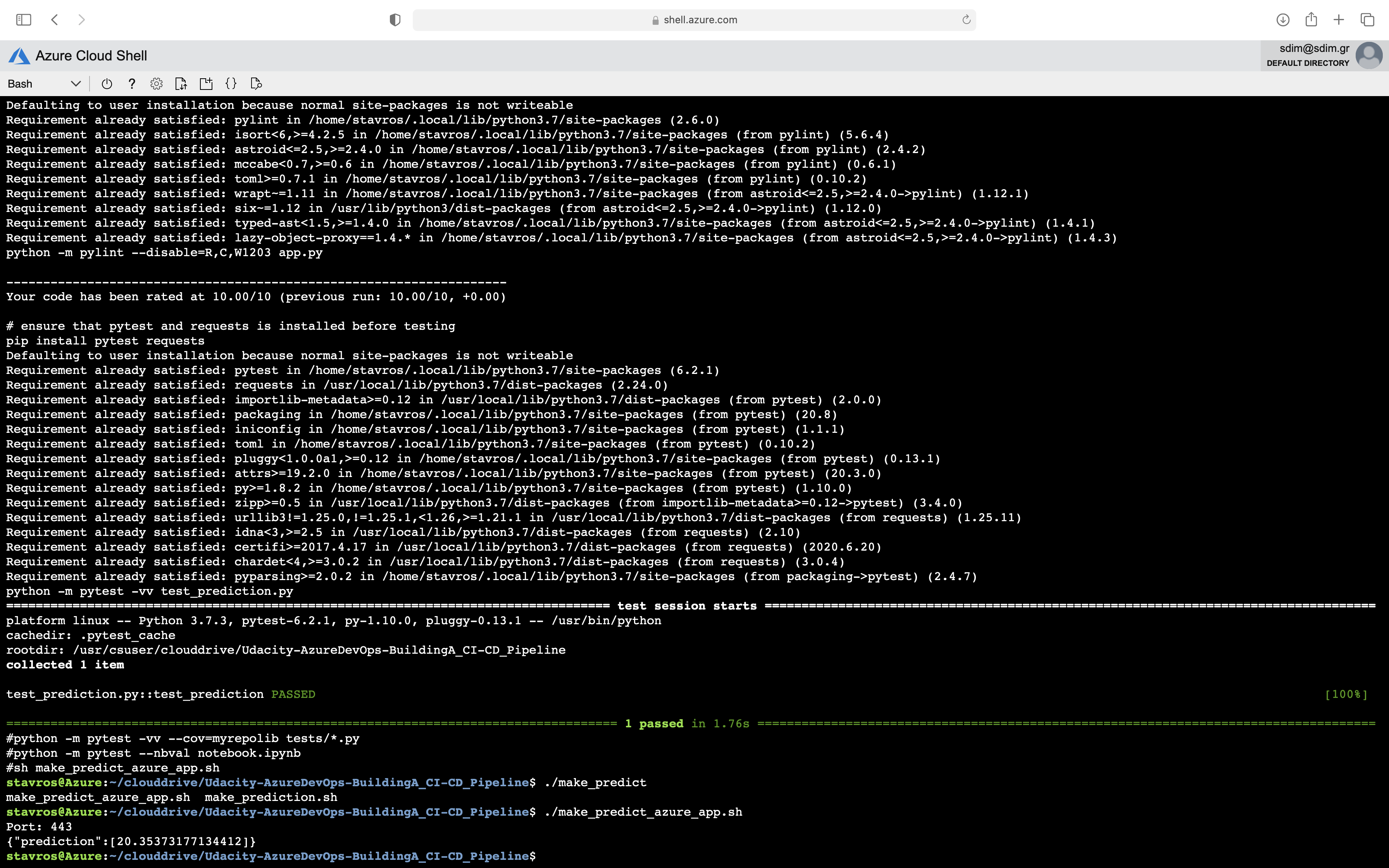 Passing tests that are displayed after running the make all command from the Makefile