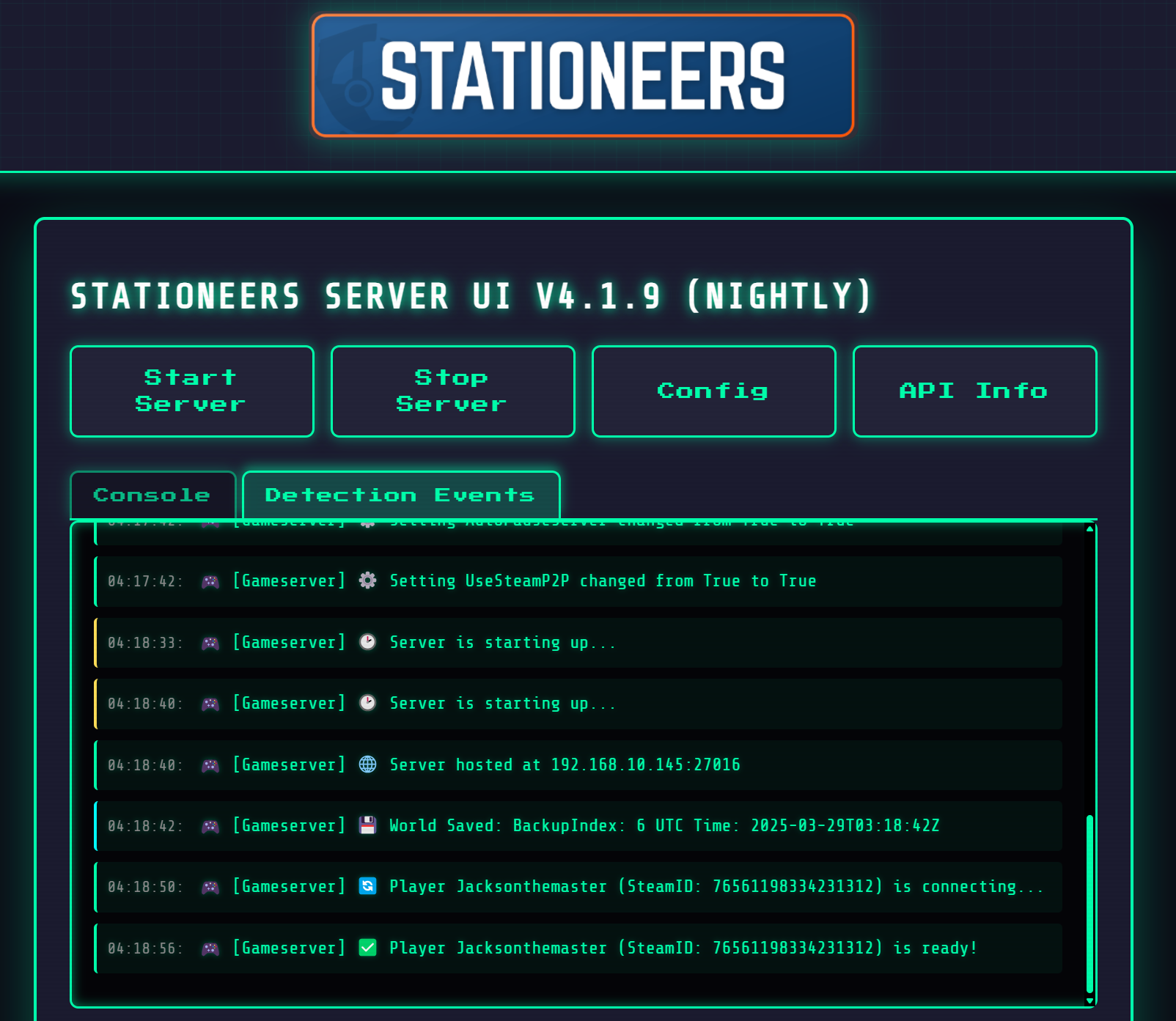 Stationeers Server UI Dashboard
