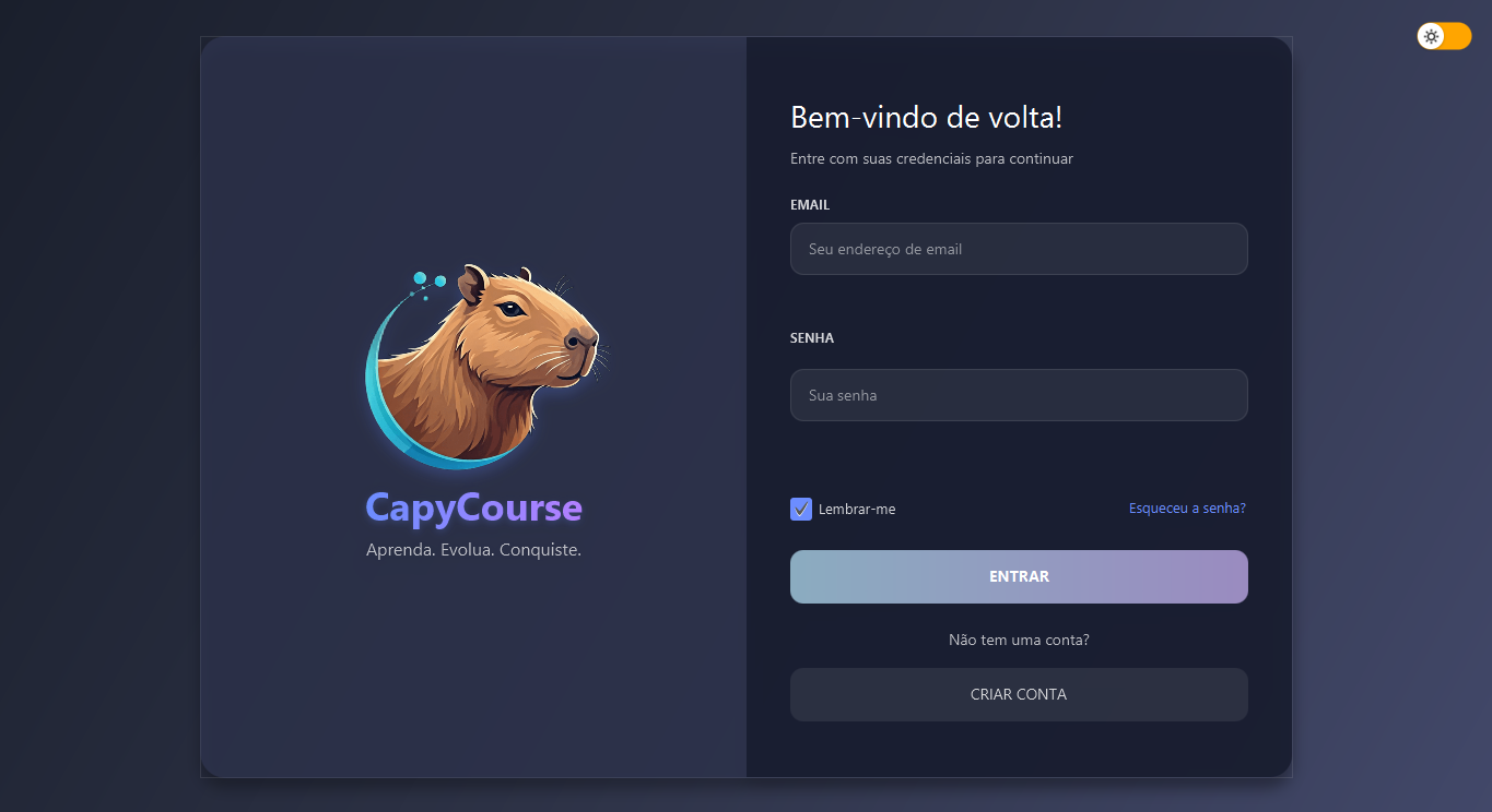 Tela de Login - Modo Escuro