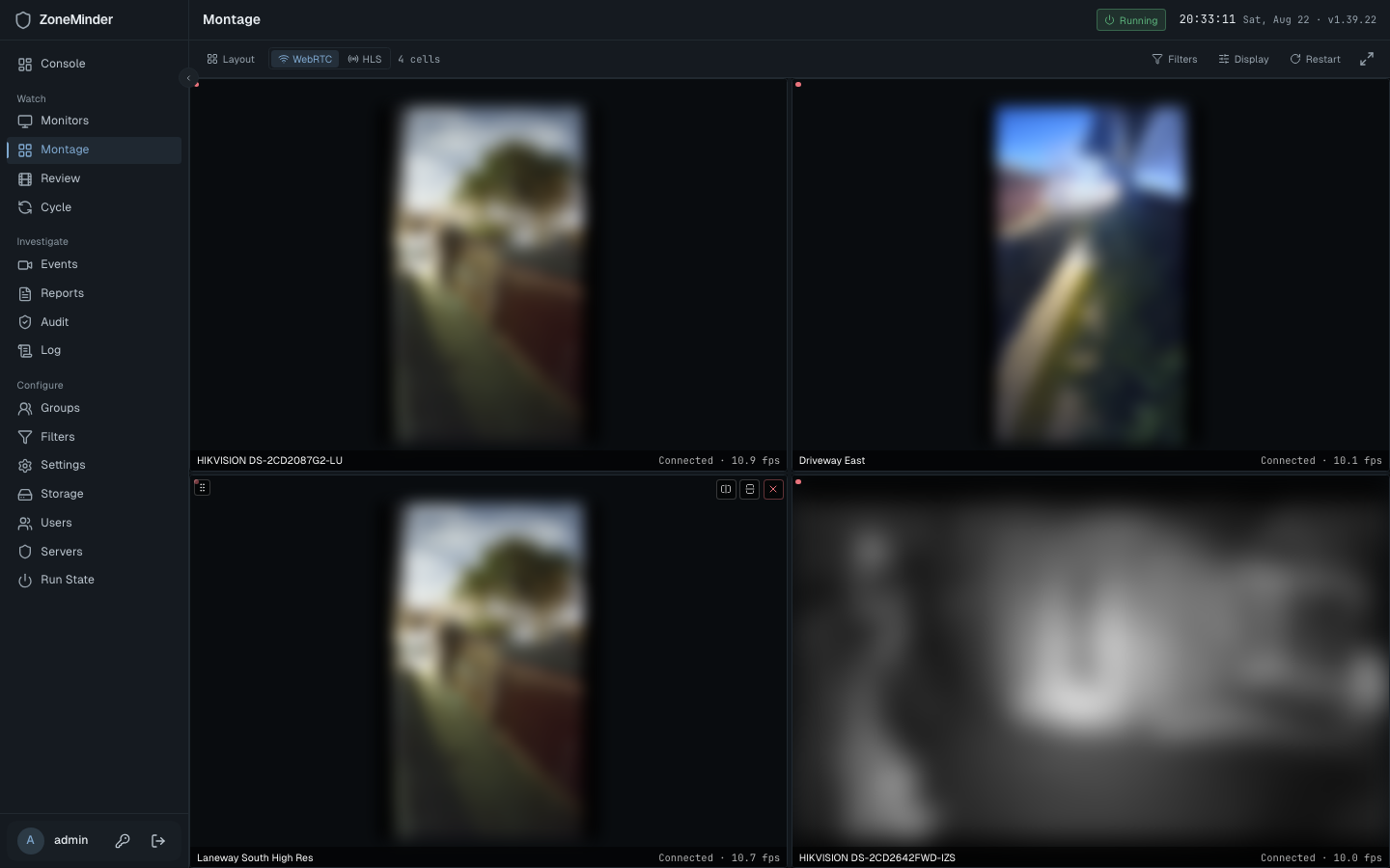 Montage: a resizable mosaic of live cells with layout and display controls on one line