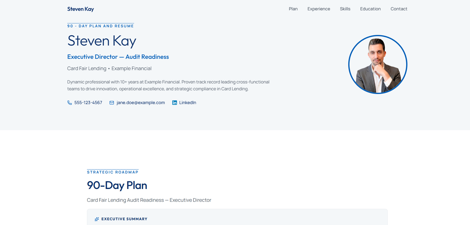 Published web resume portfolio