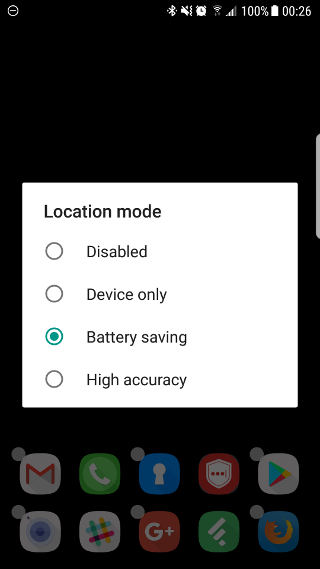 Location mode selection dialog