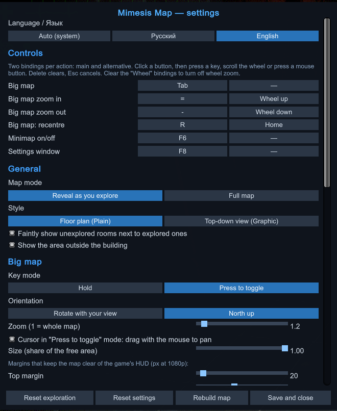 In-game settings (F8)