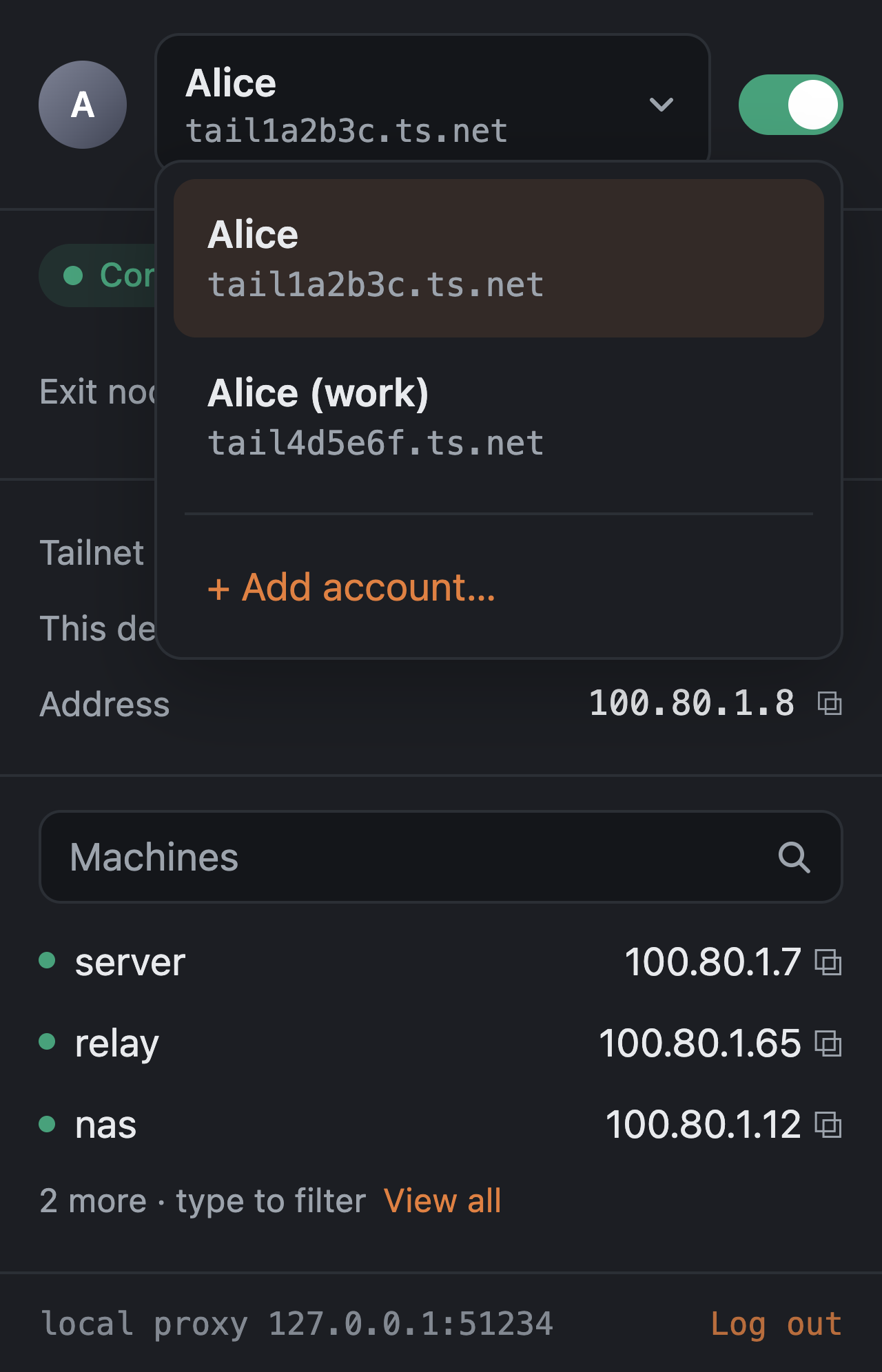 Account switcher