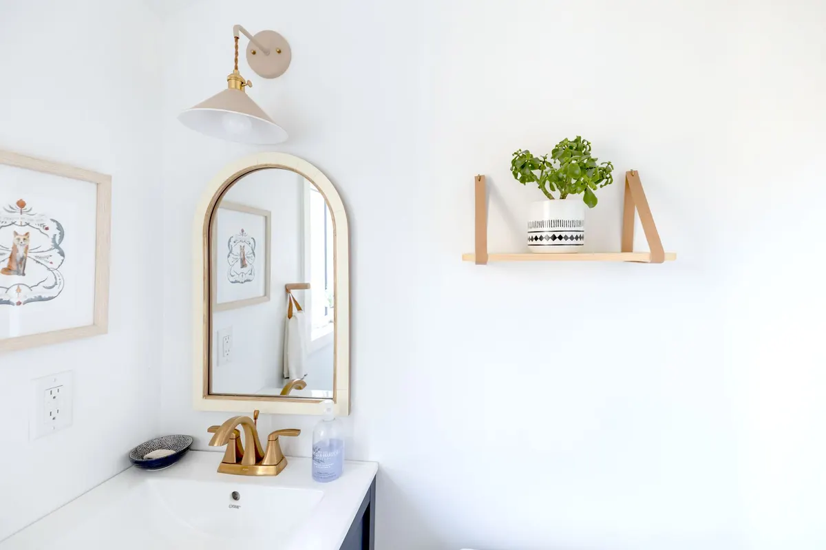 styled corner wall shelf small space home decor