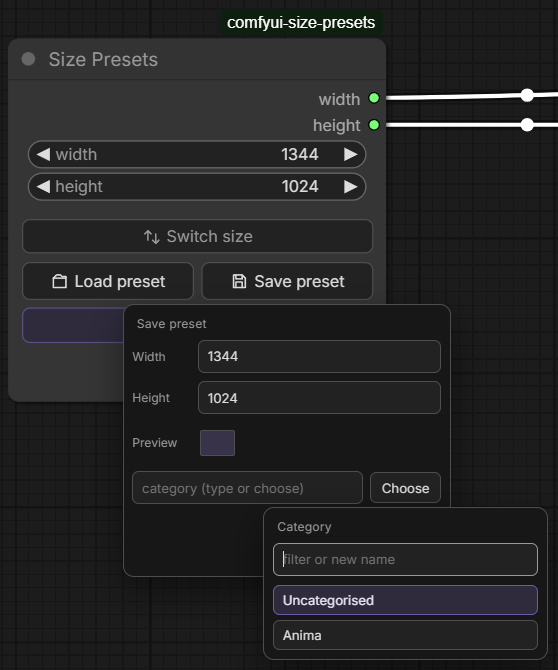 Save preset