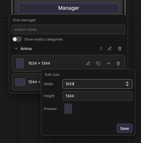 Size manager
