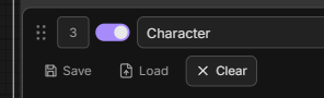 Pair toolbar: Save / Load / Clear