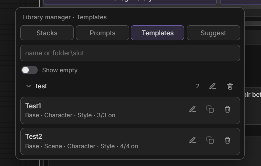 Library manager · Templates