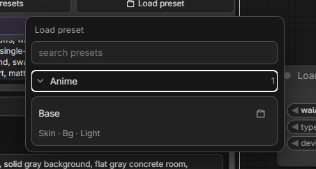 Load preset dialog