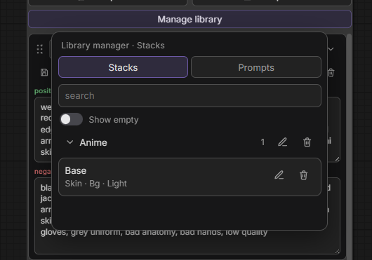 Library manager · Stacks