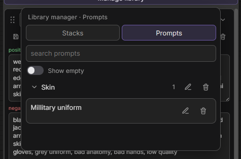 Library manager · Prompts