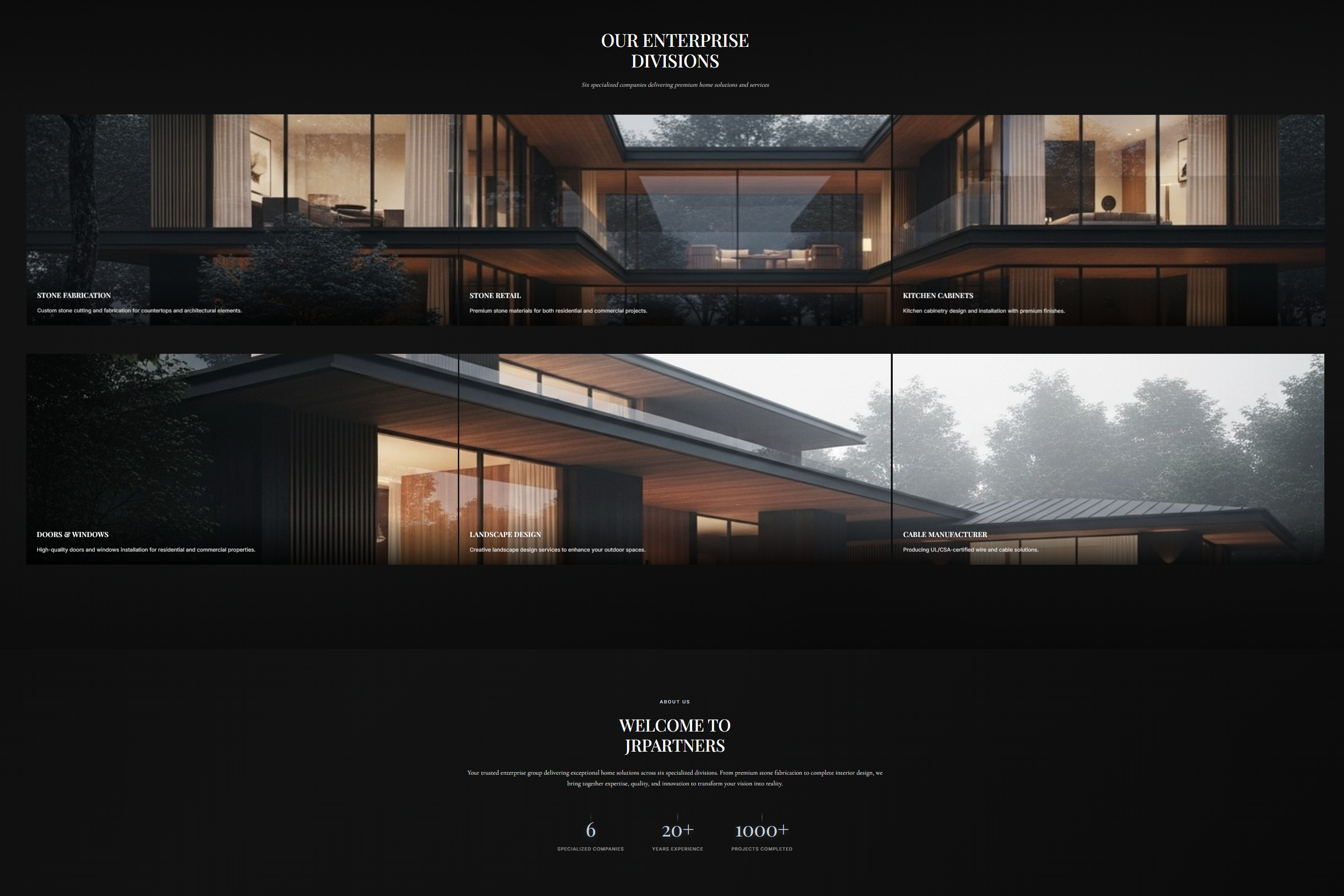 JR Partners business conglomerate portfolio website - corporate web design for multi-industry holding company