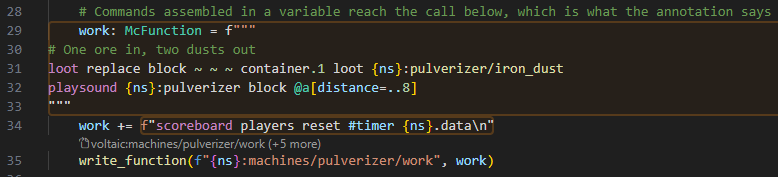MCFunction type highlighting
