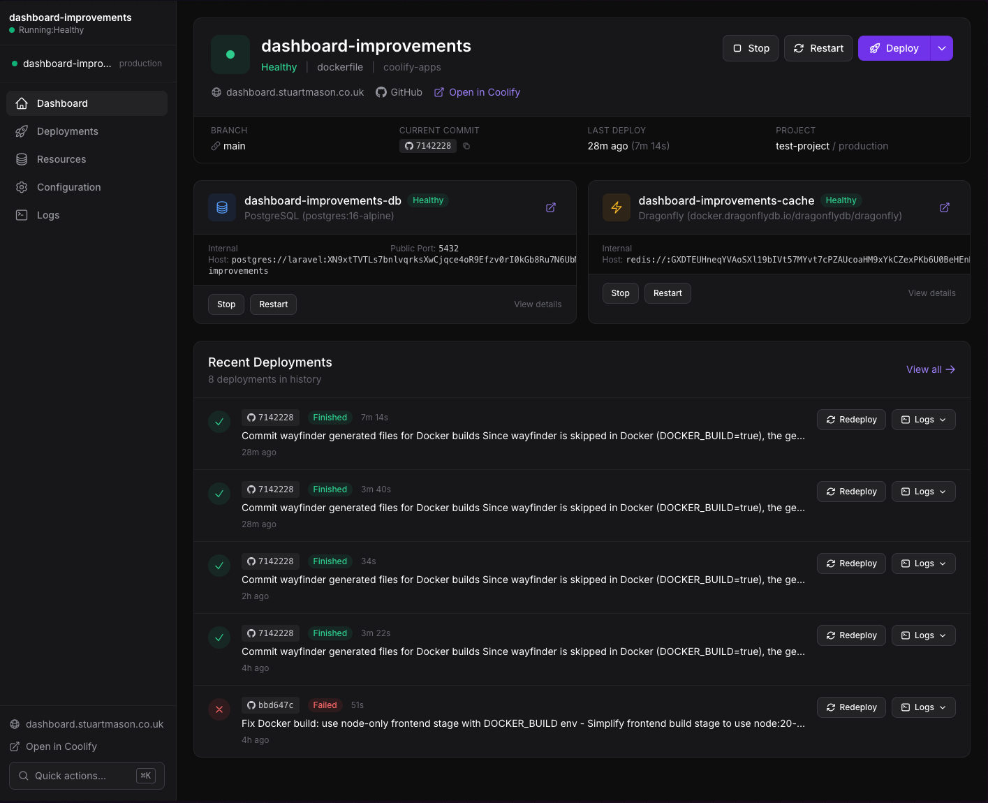Laravel Coolify Dashboard