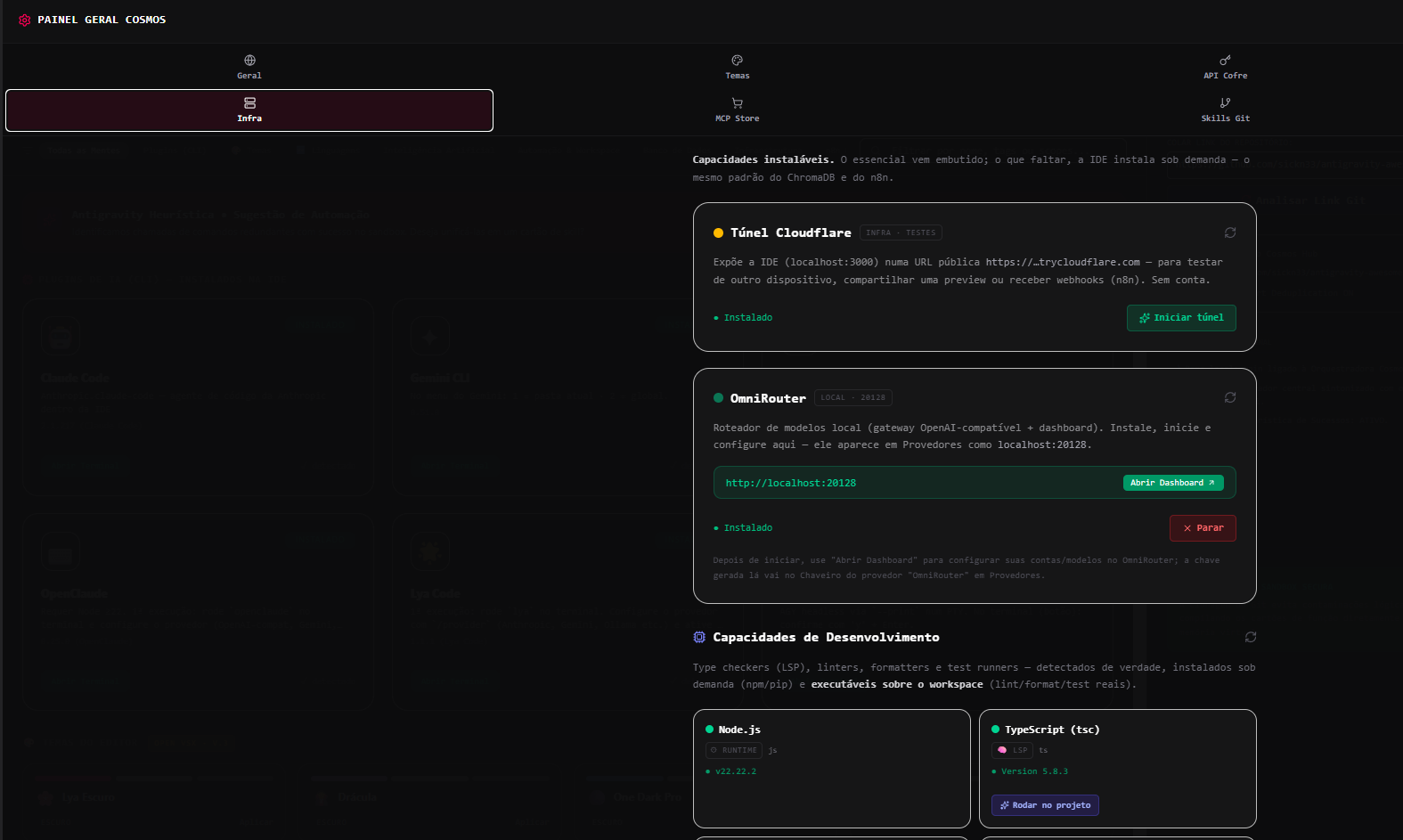 Aba de infraestrutura com OmniRoute