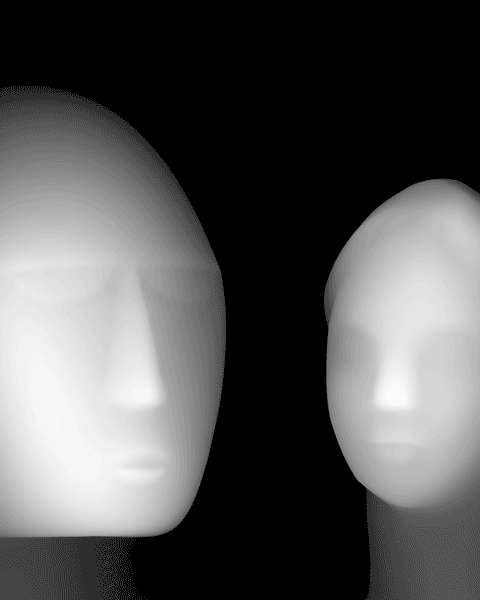 Orthographic depth map render output from Blender