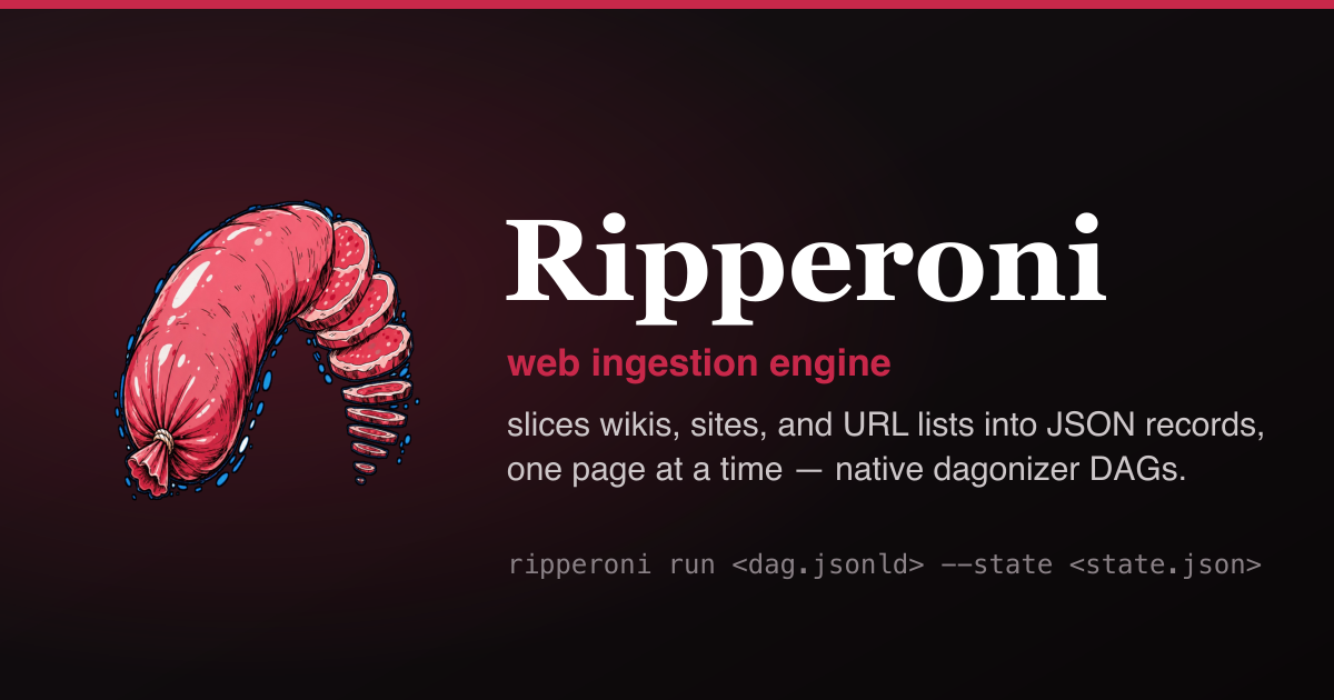 Ripperoni: web ingestion engine that slices wikis, sites, and URL lists into JSON records