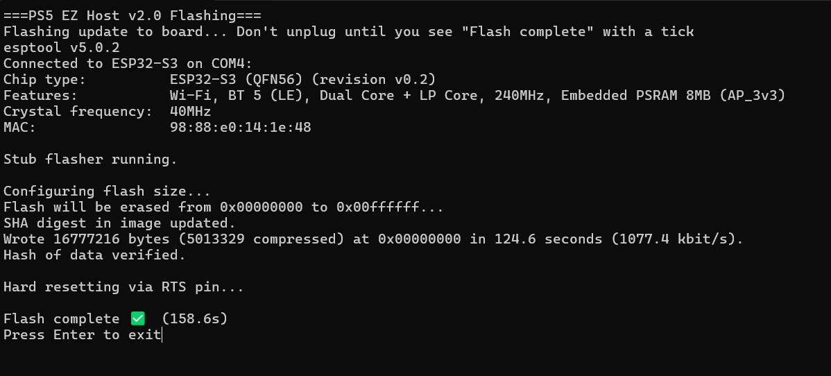 Auto flasher — success