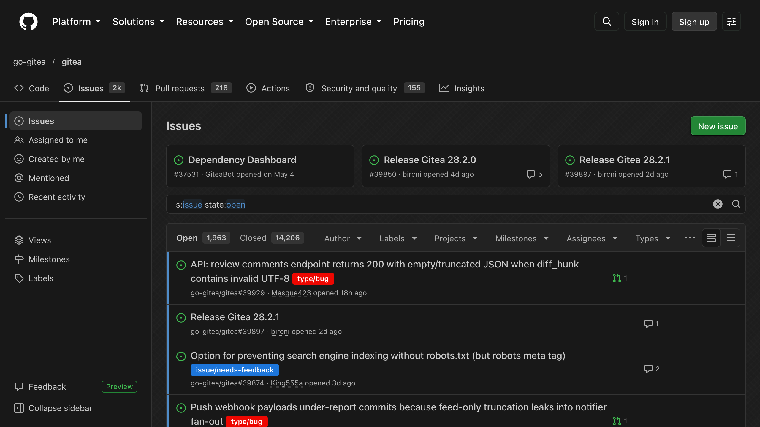 Preview of GitHub Dark