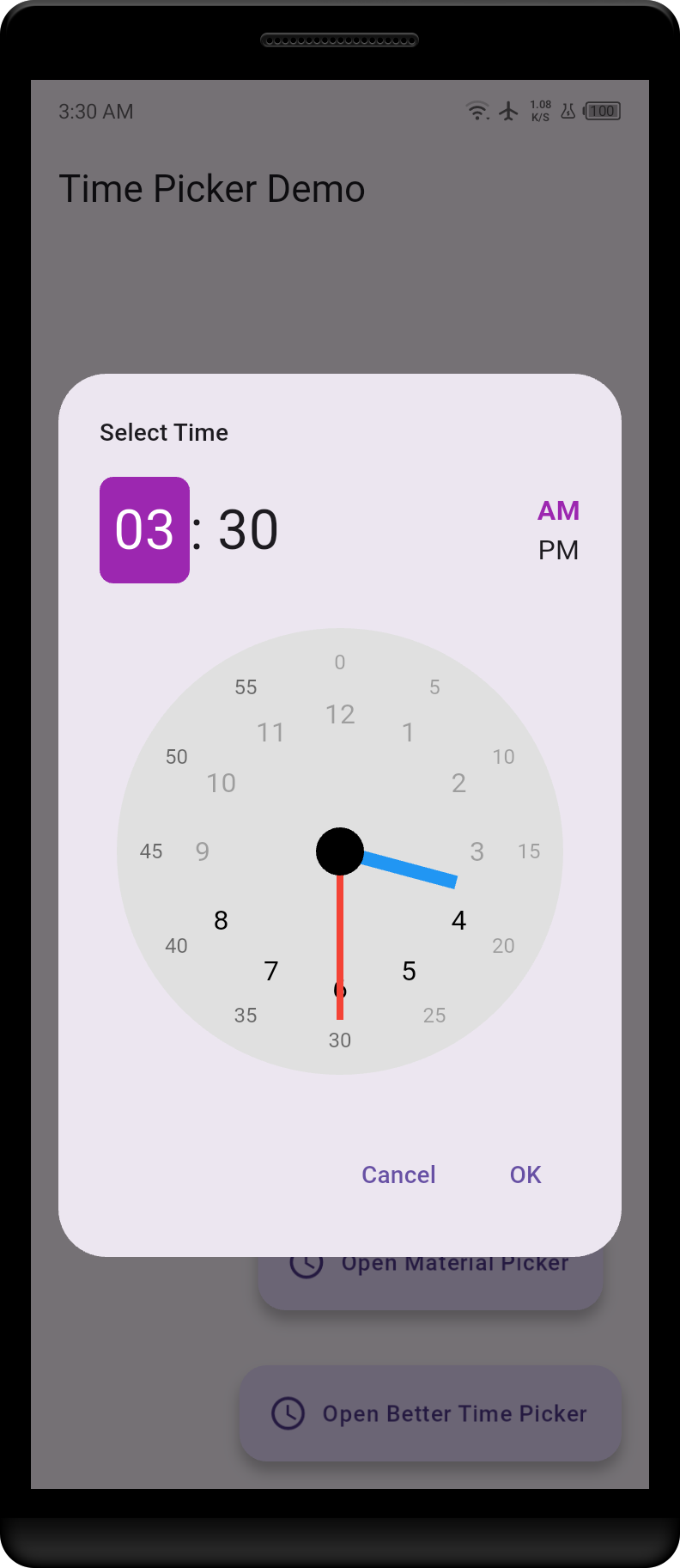 Analog Time Picker Preview