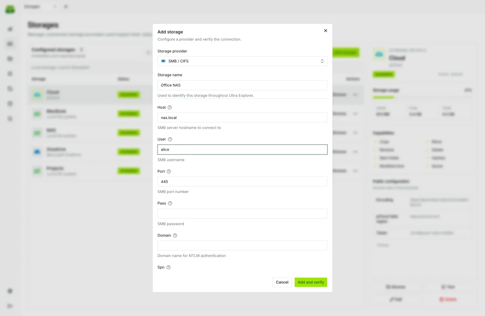 Adding an SMB NAS storage