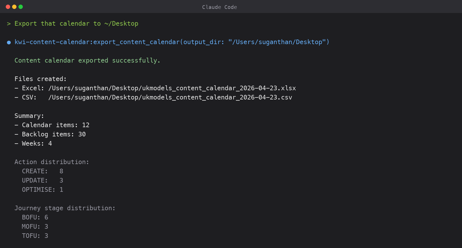 Export confirmation in Claude Desktop