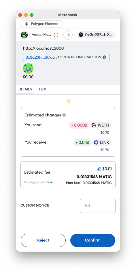 Confirm Swap Wallet